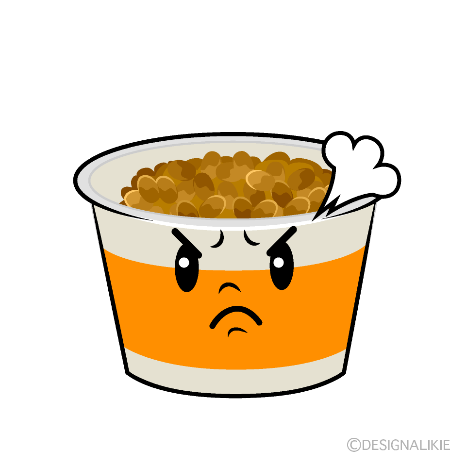 かわいい怒る納豆イラスト