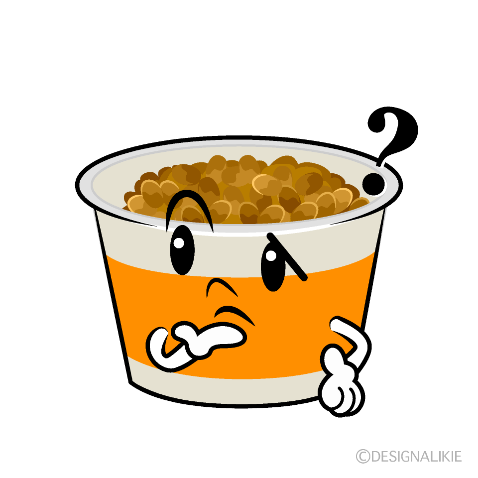 かわいい考える納豆イラスト
