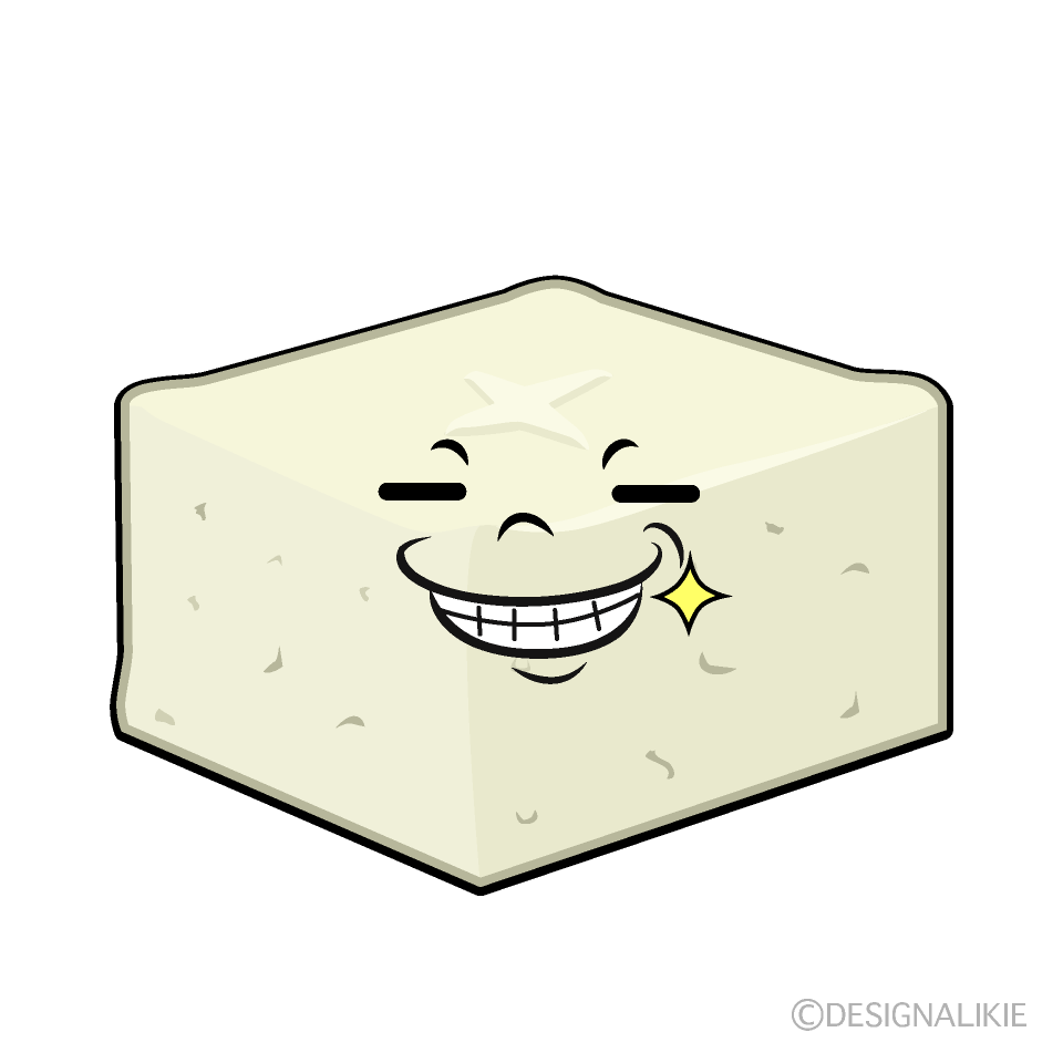 かわいいニヤリとする豆腐イラスト