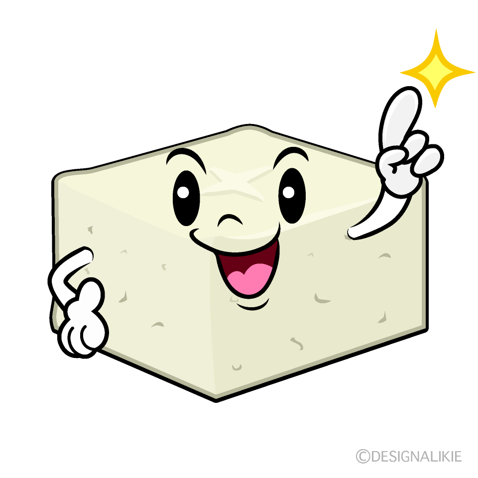 かわいい指差しする豆腐イラスト