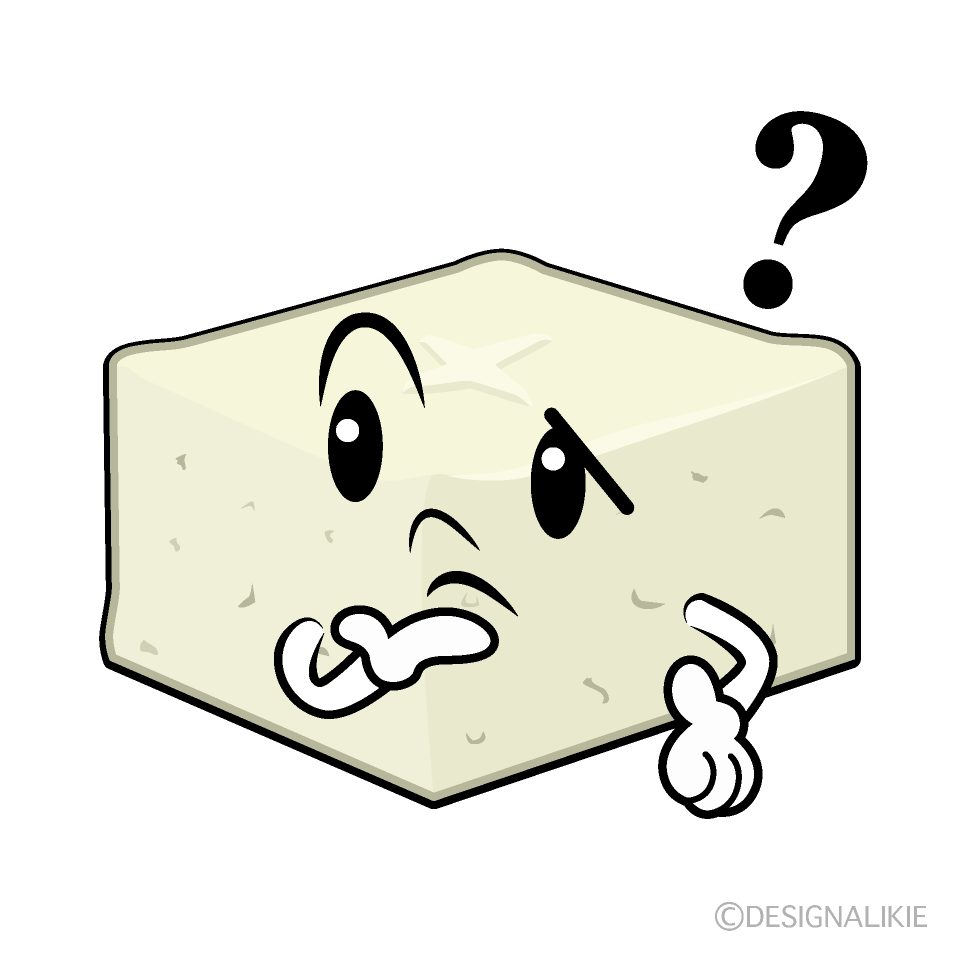 かわいい考える豆腐イラスト