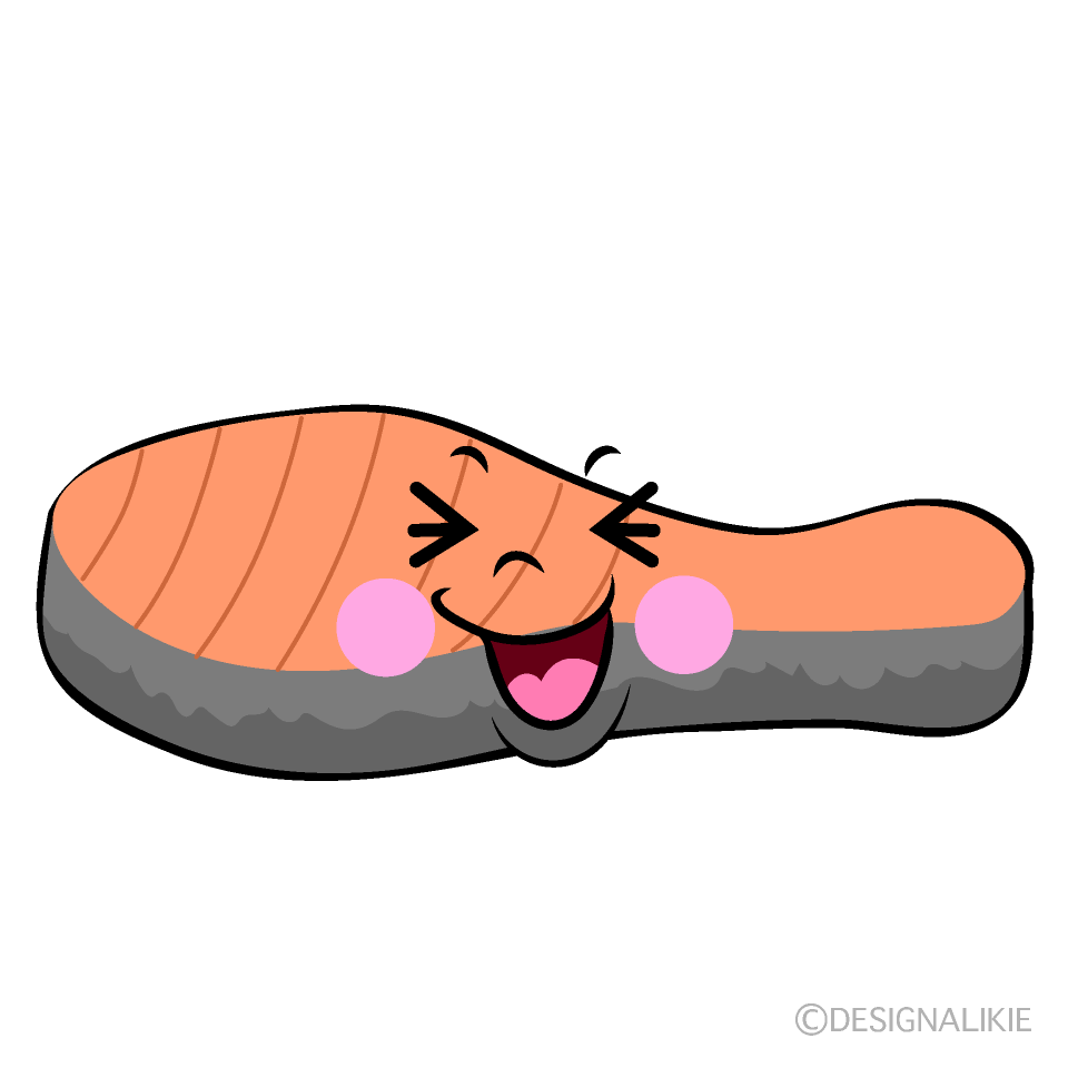 かわいい笑う塩鮭イラスト