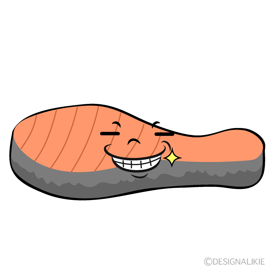 かわいいニヤリとする塩鮭イラスト