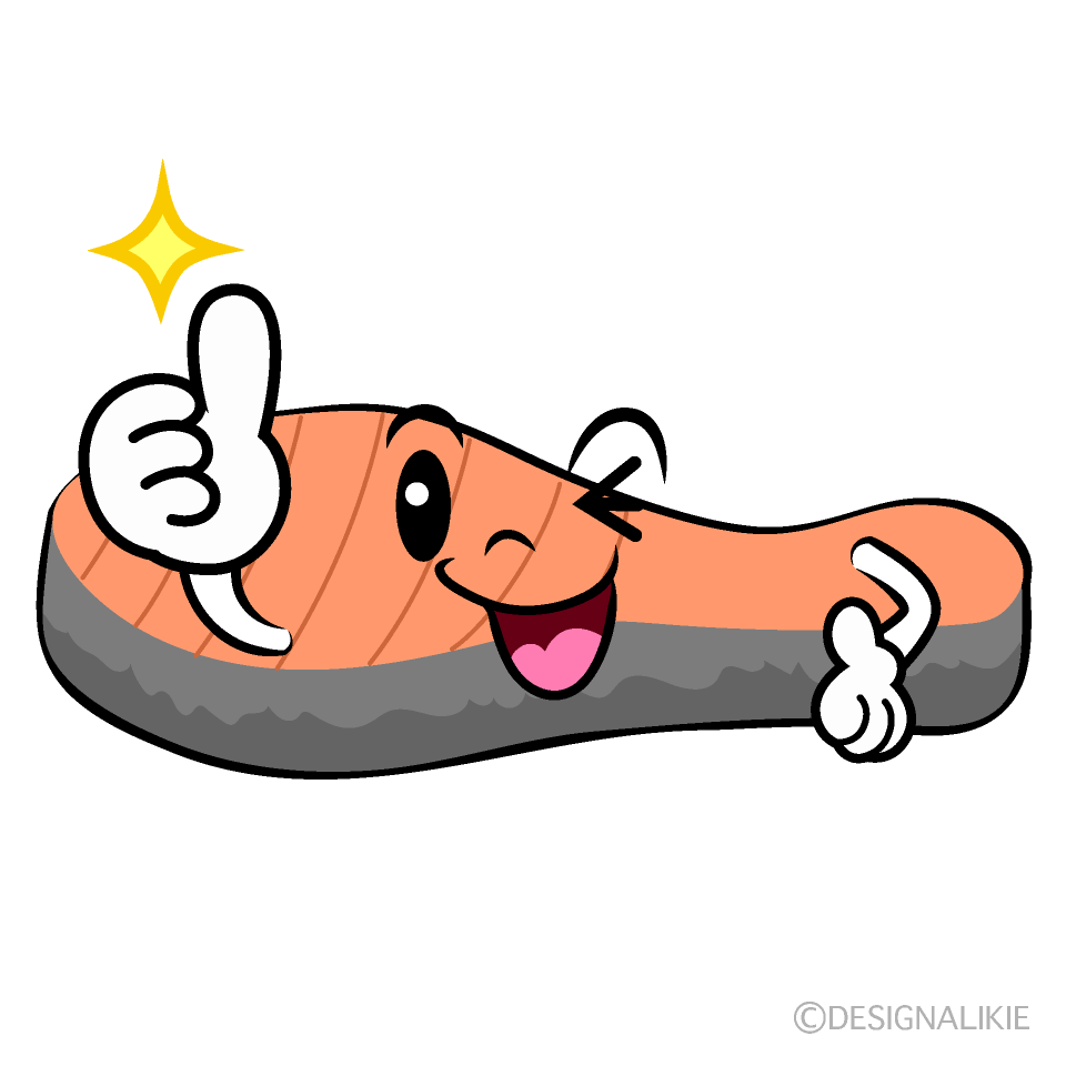 かわいいいいねする塩鮭イラスト