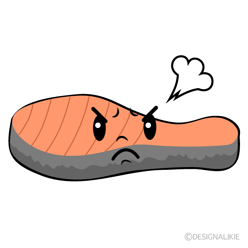 かわいい怒る塩鮭イラスト