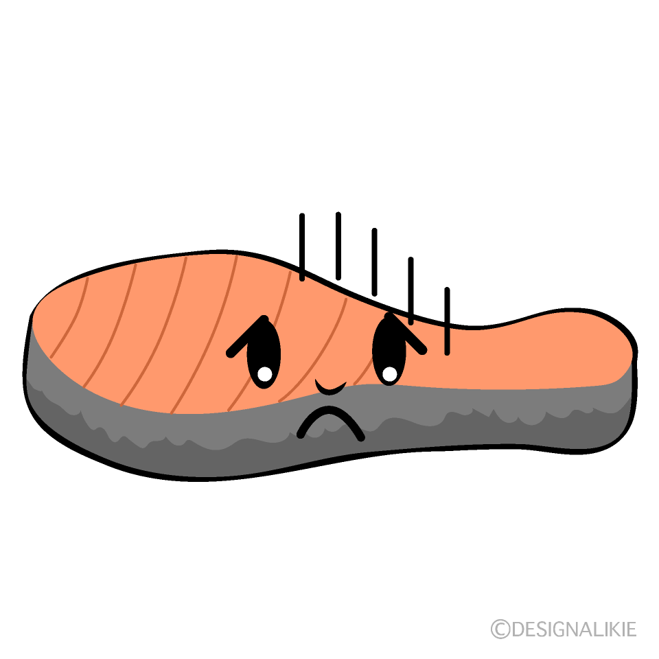 かわいいお辞儀する塩鮭イラスト
