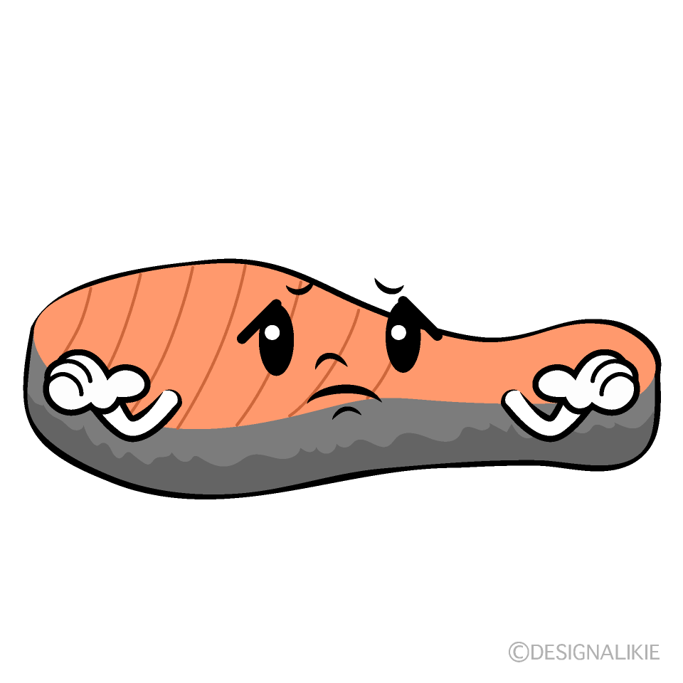 かわいい困る塩鮭イラスト