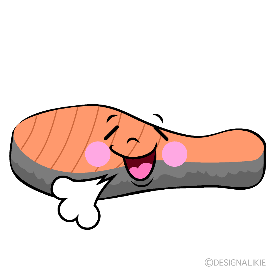 かわいいほっとする塩鮭イラスト