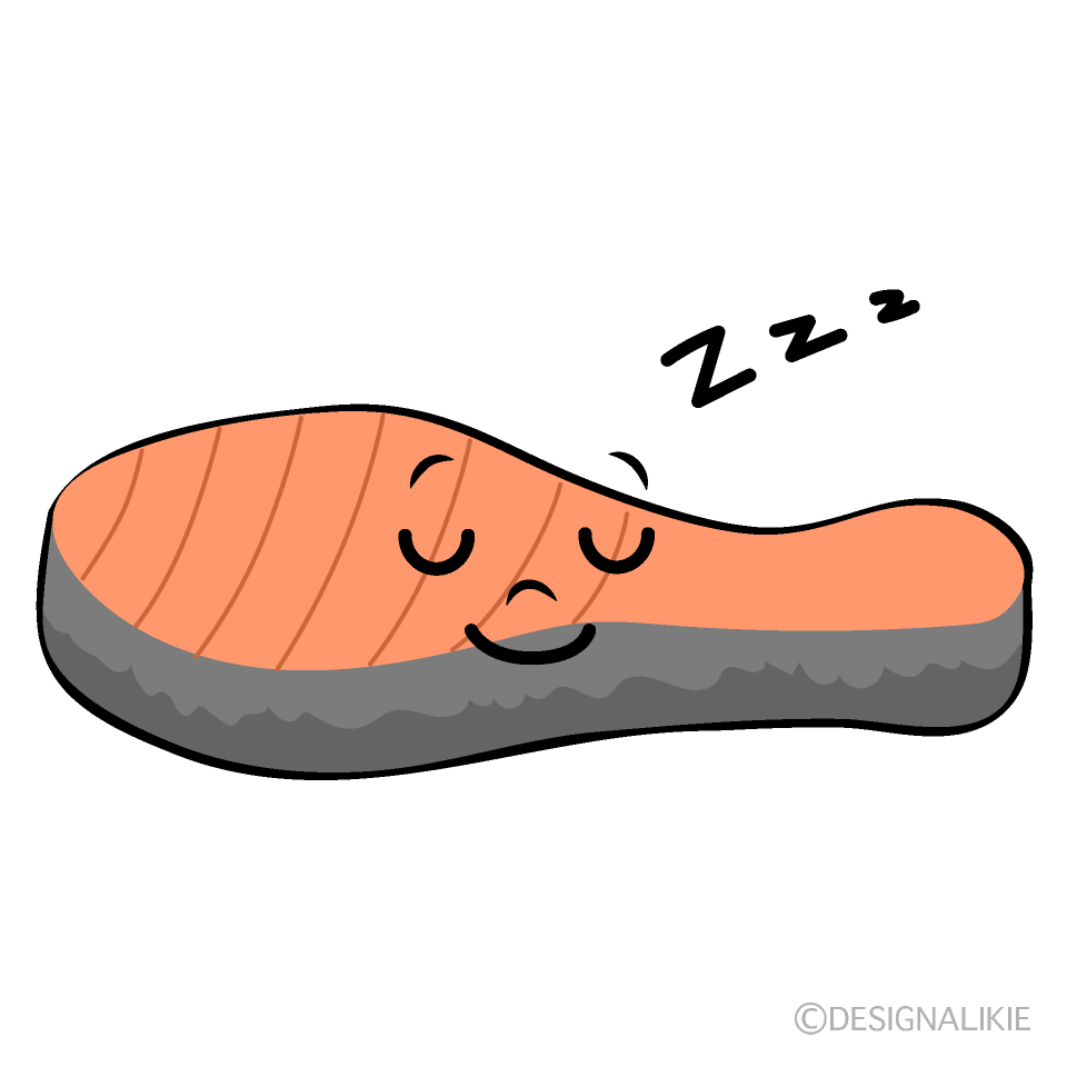 かわいい寝る塩鮭イラスト