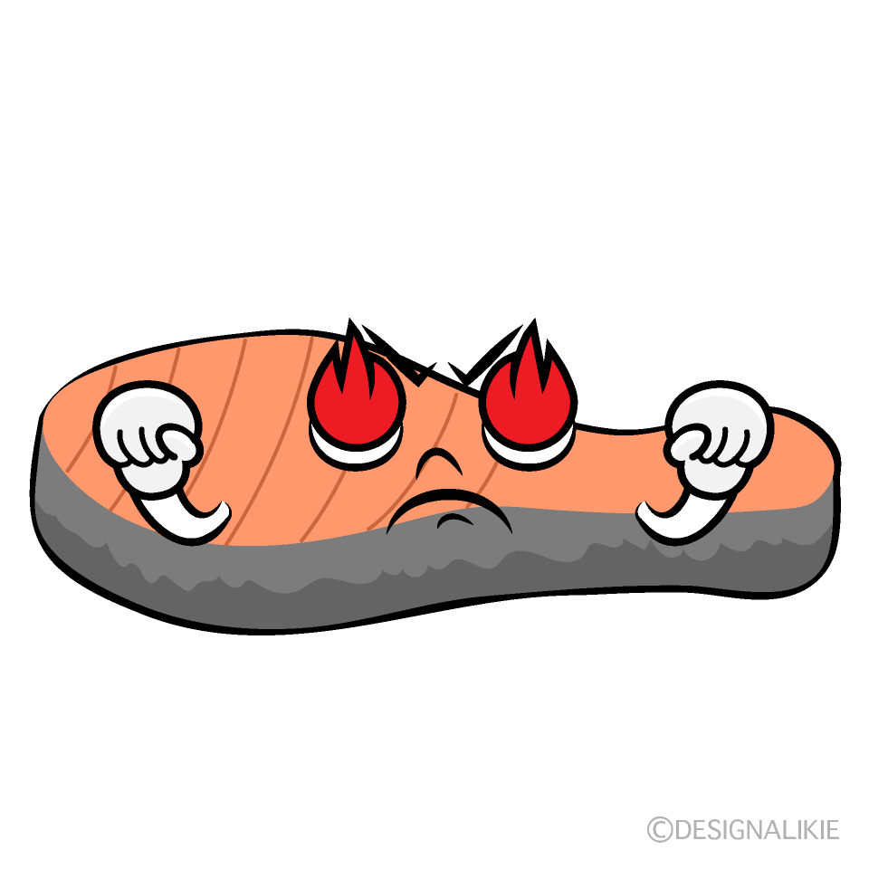 かわいい燃える塩鮭イラスト