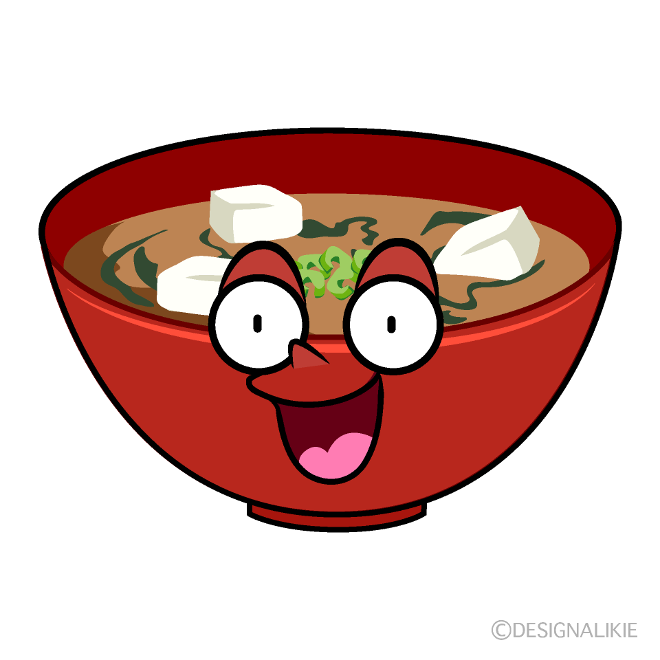 かわいい驚く味噌汁イラスト
