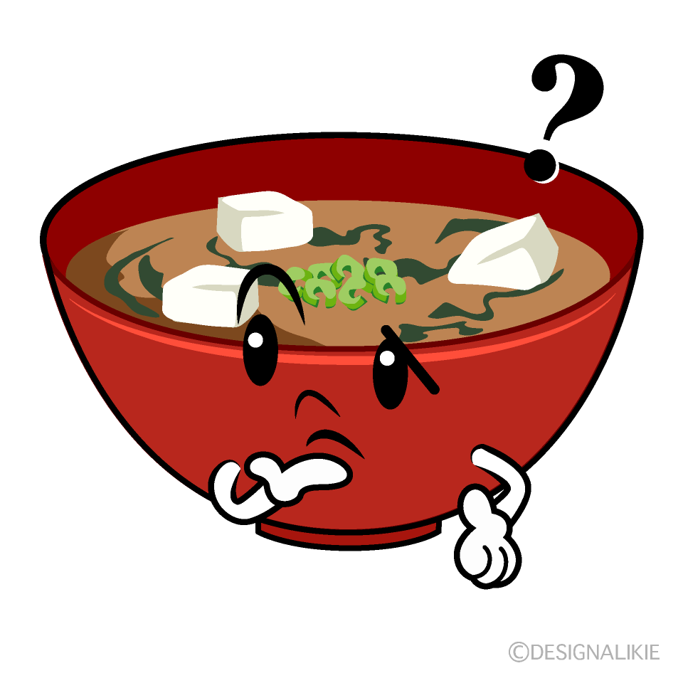 かわいい考える味噌汁イラスト