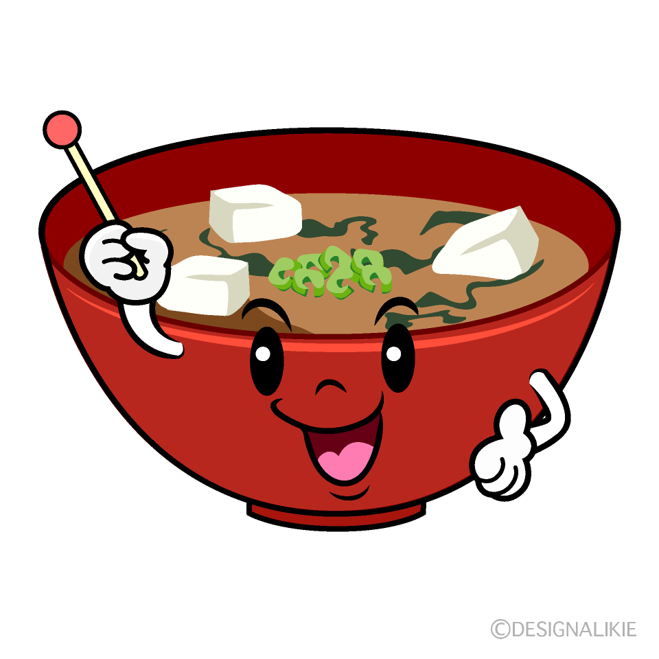 かわいい説明する味噌汁イラスト