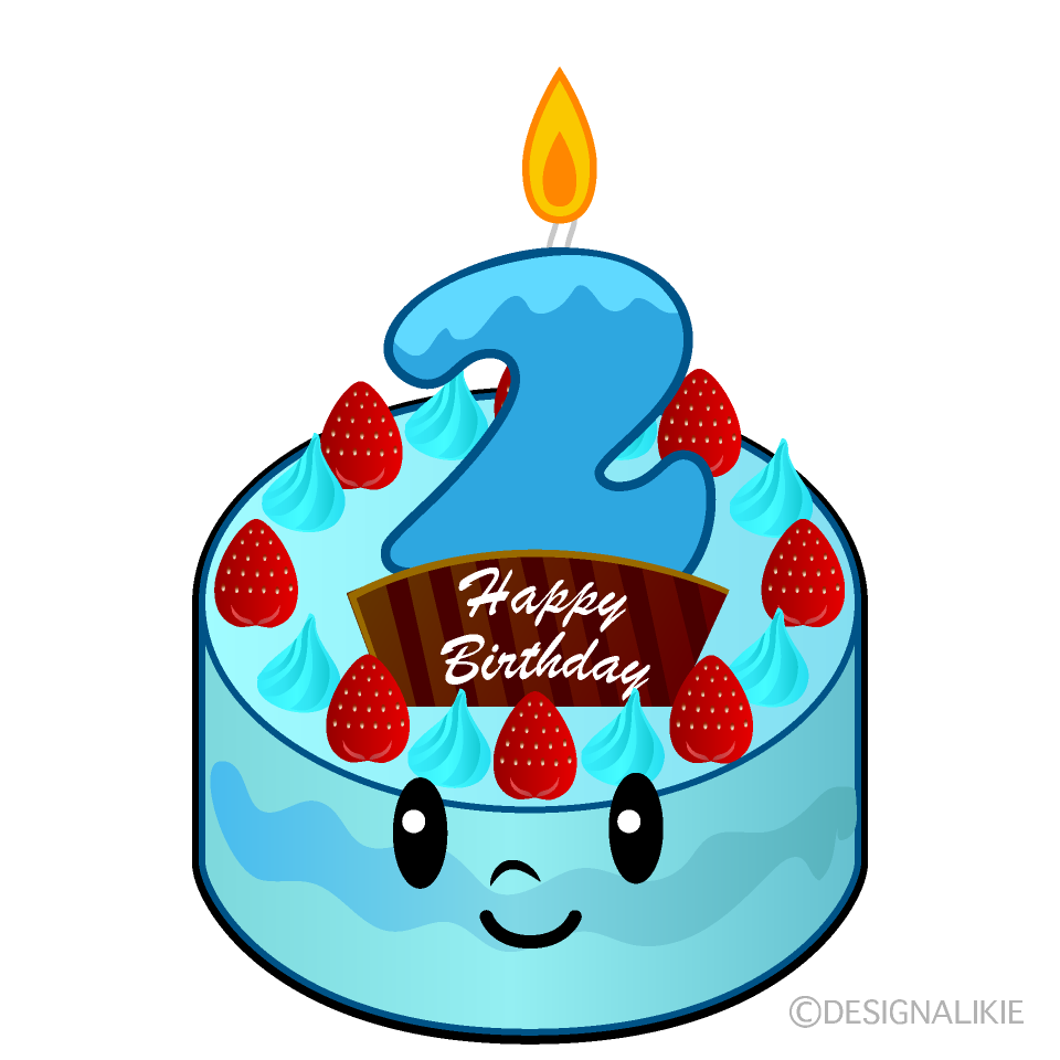 かわいい２歳の誕生日ケーキイラスト