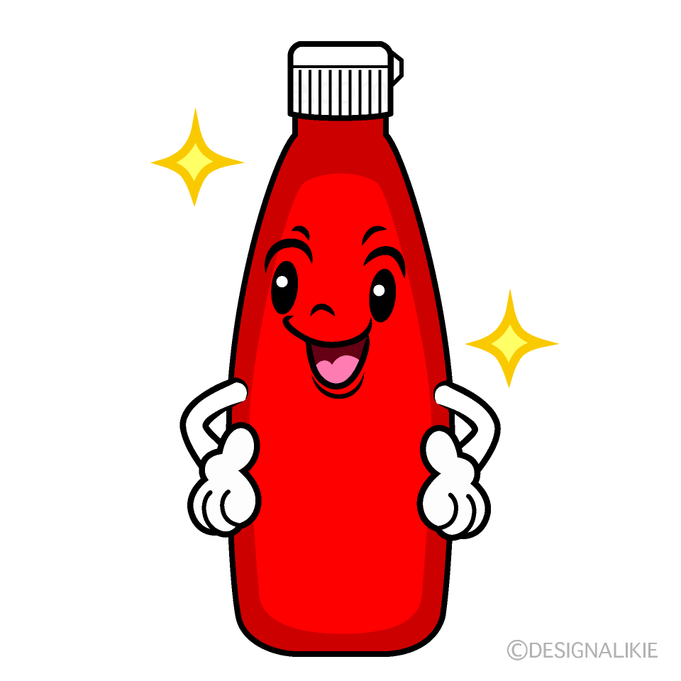 かわいいポーズするケチャップイラスト