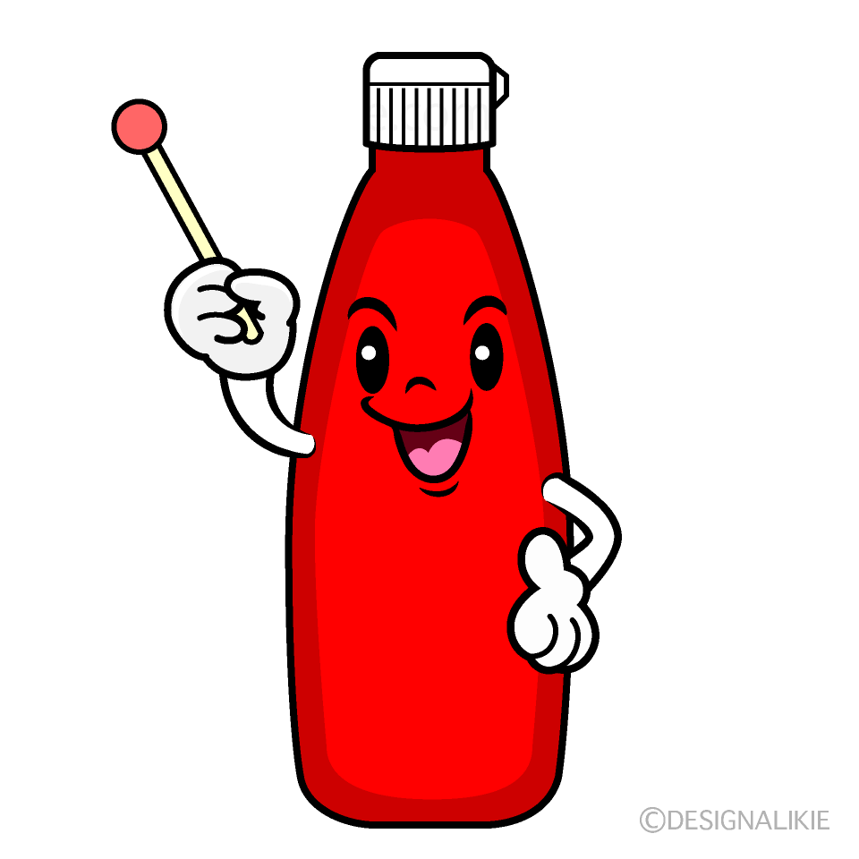 かわいい説明するケチャップイラスト
