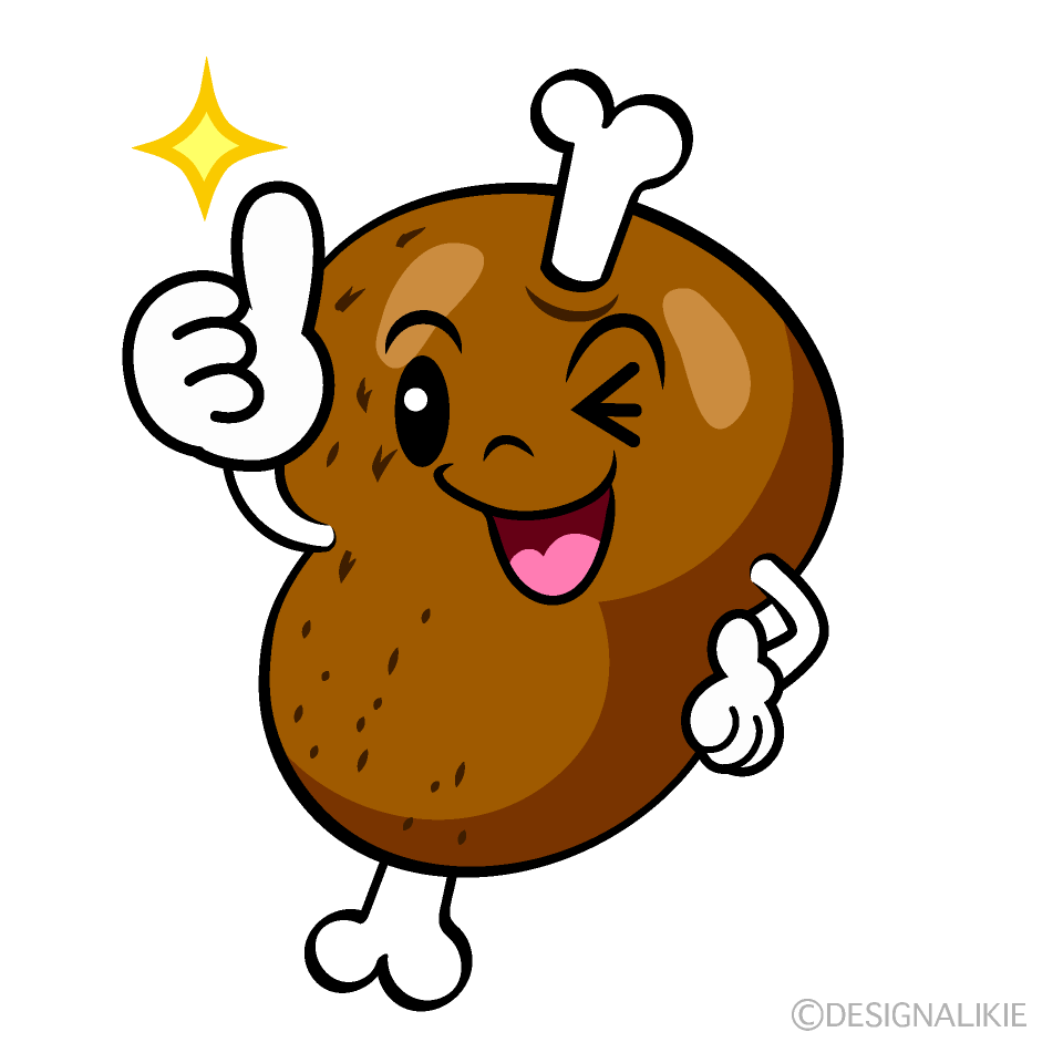 かわいいいいねするマンモス肉イラスト