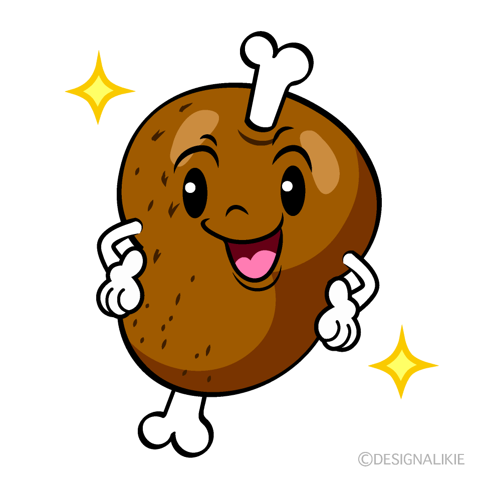 かわいいポーズするマンモス肉イラスト