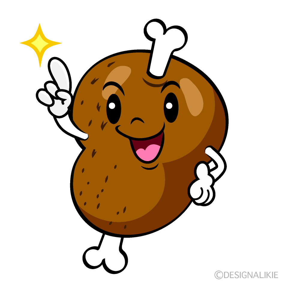かわいい指差しするマンモス肉イラスト