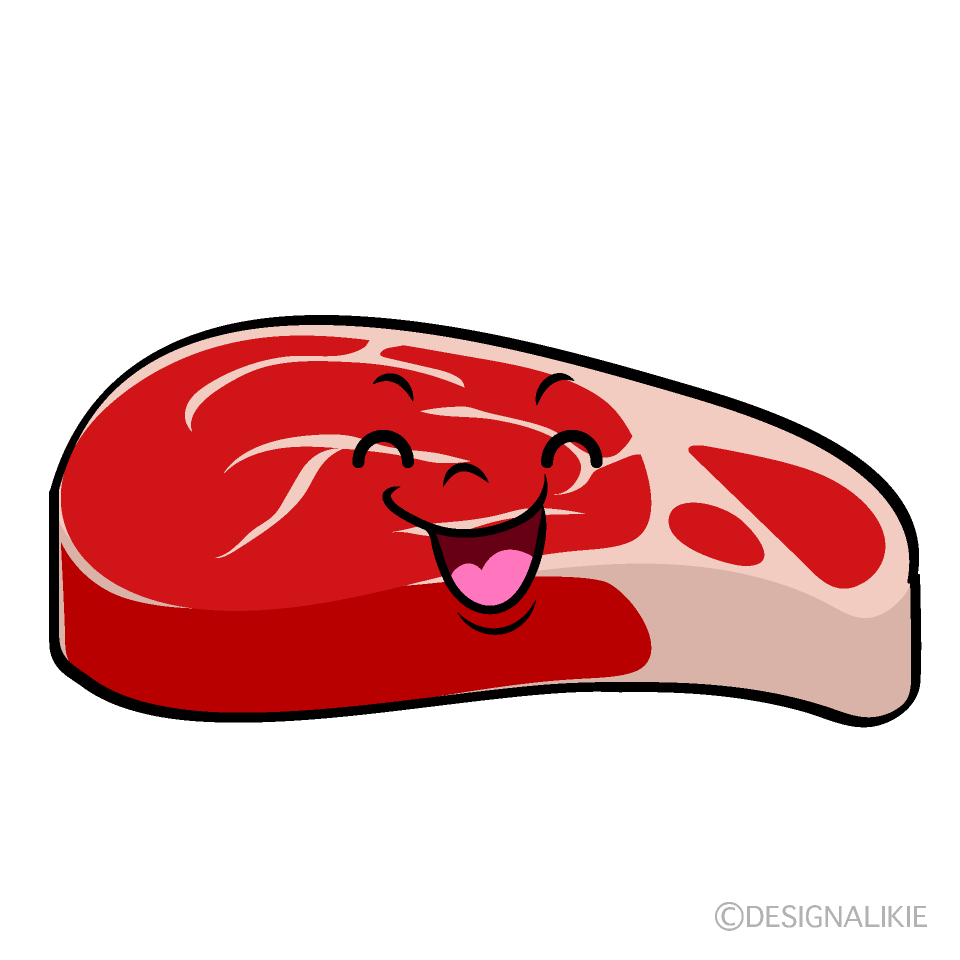 かわいい笑顔の牛肉イラスト