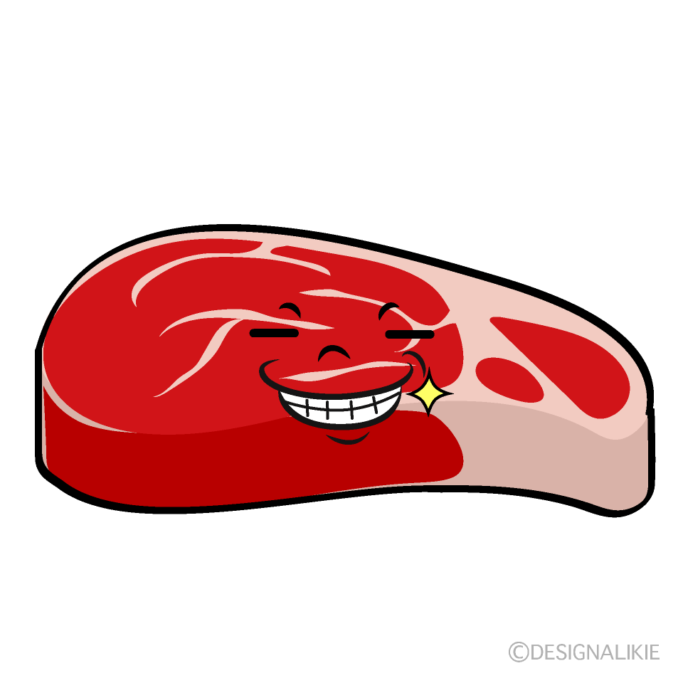 かわいいニヤリとする牛肉イラスト