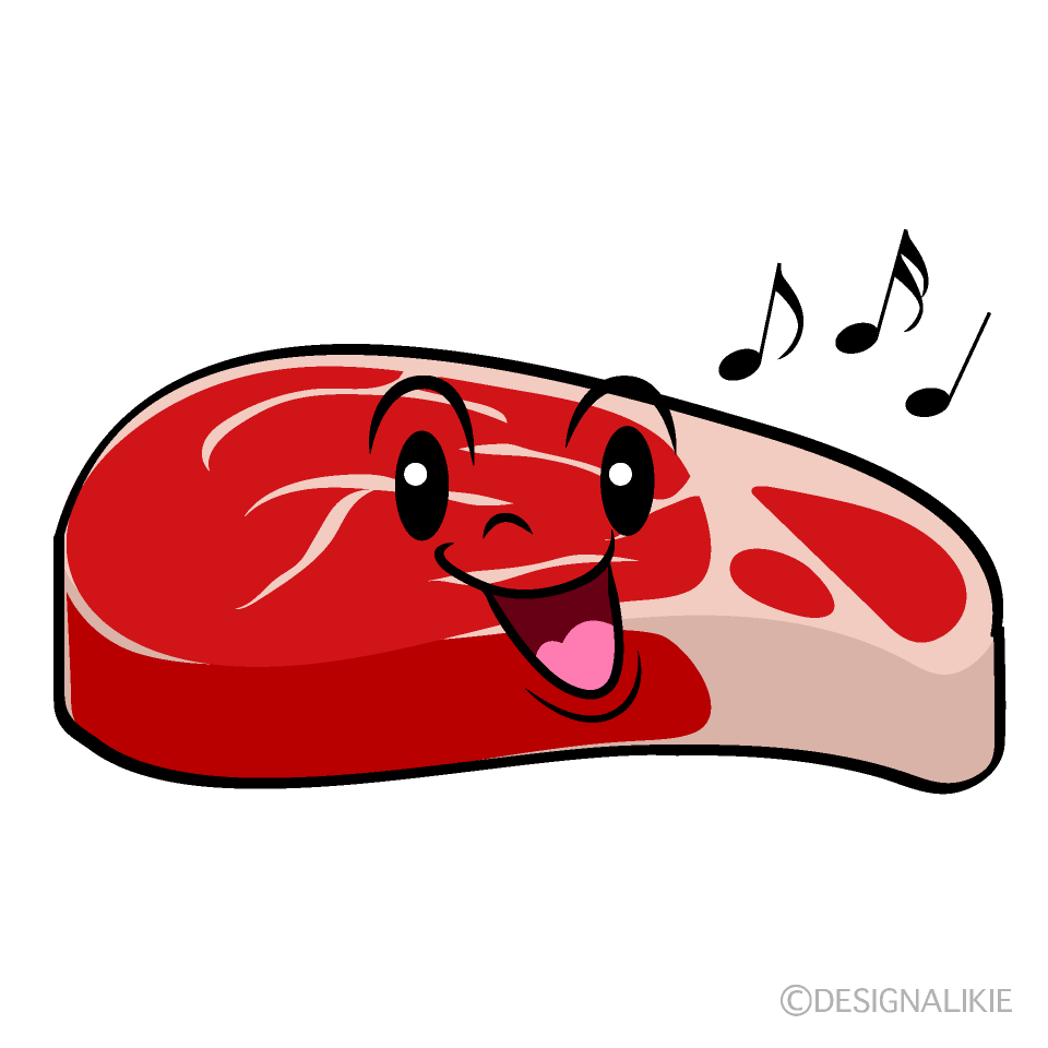 かわいい歌う牛肉イラスト