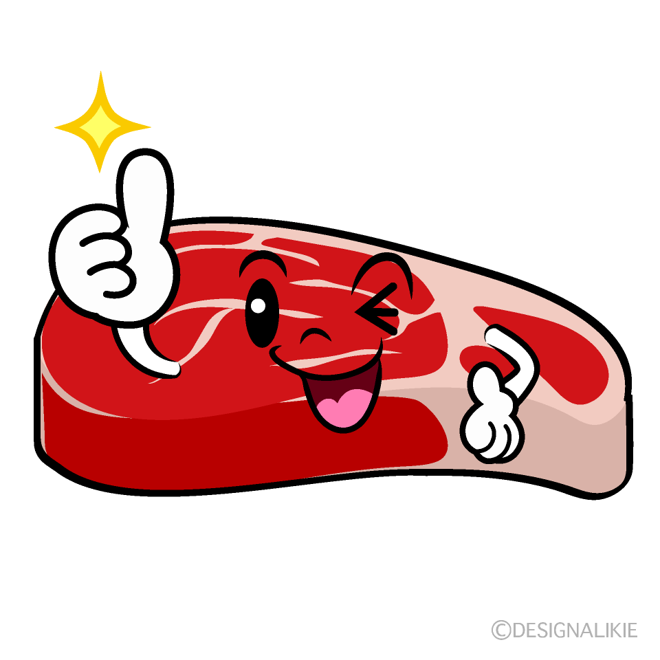 かわいいいいねする牛肉イラスト