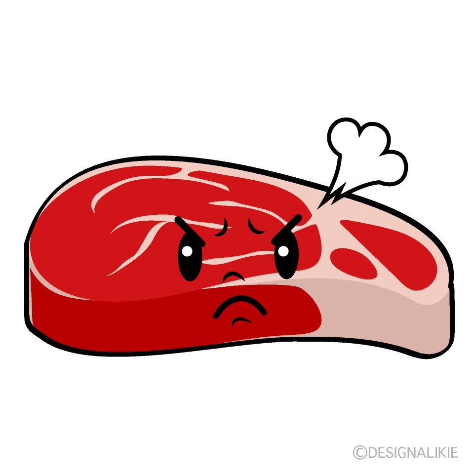 かわいい怒る牛肉イラスト