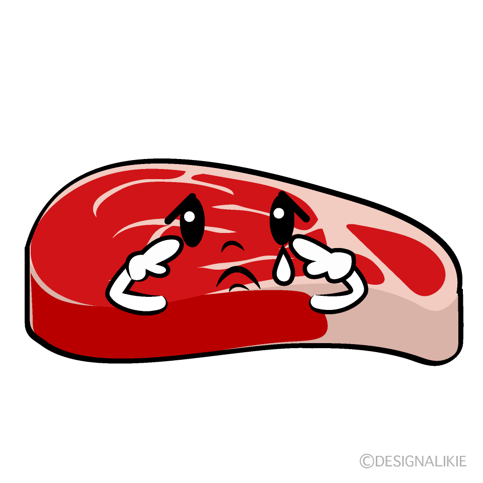 かわいい悲しい牛肉イラスト