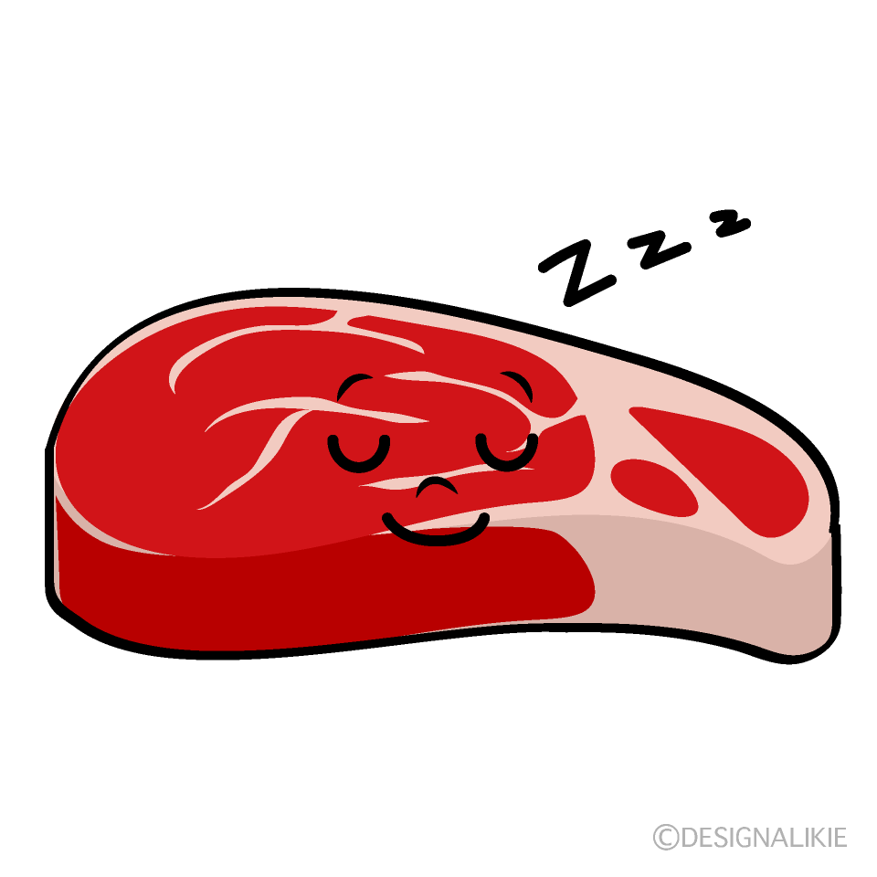 かわいい寝る牛肉イラスト