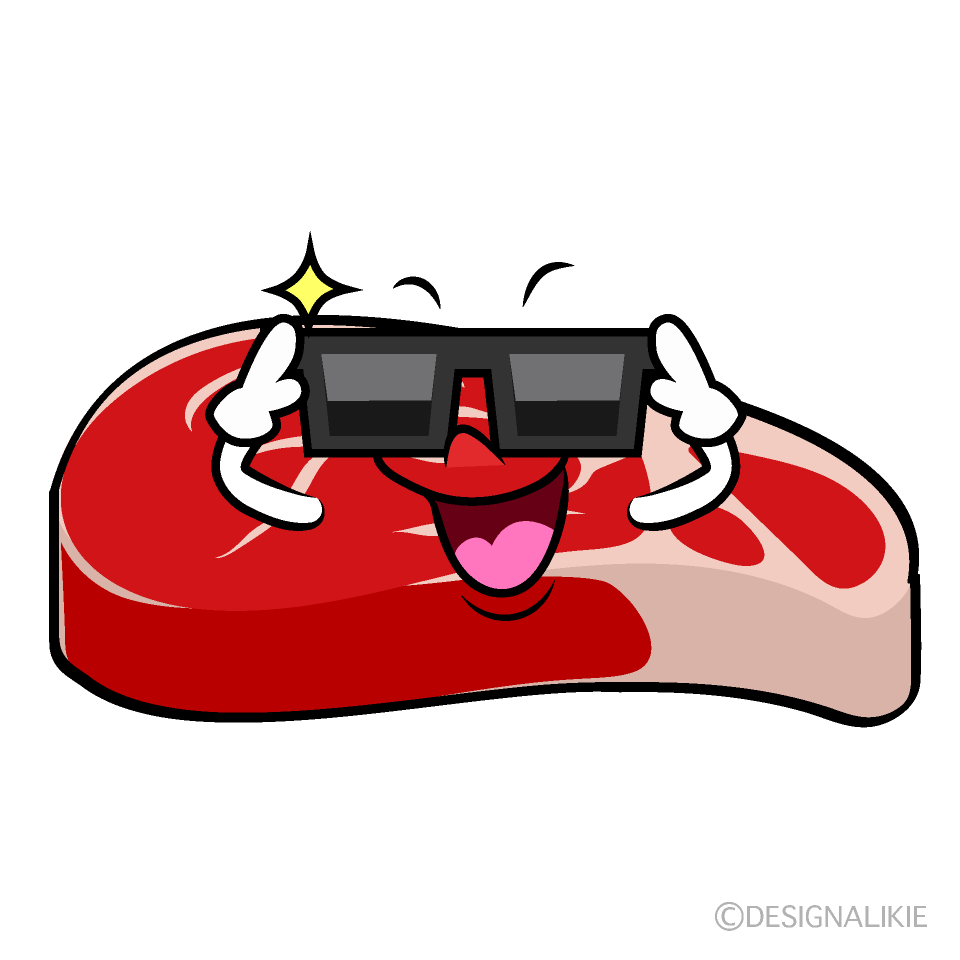 かわいいサングラスの牛肉イラスト