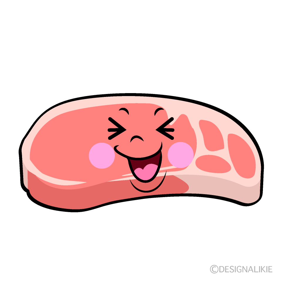 かわいい笑う豚肉イラスト