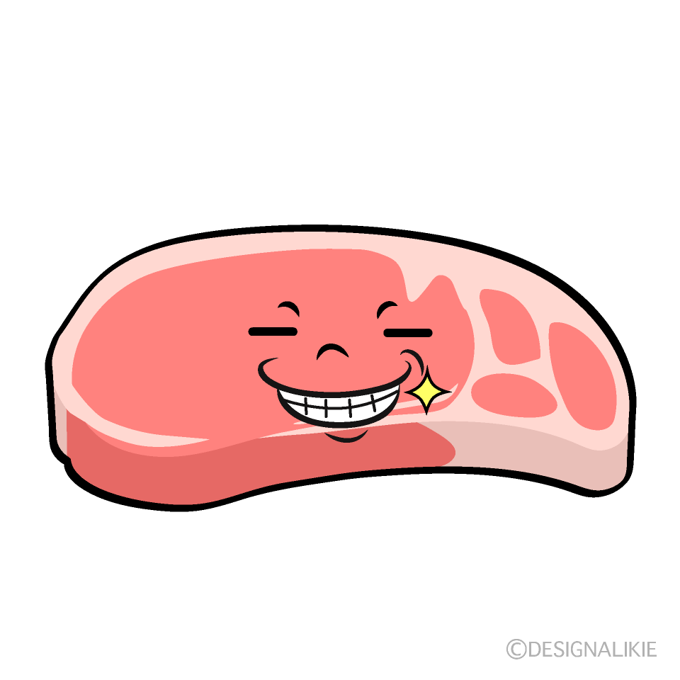 かわいいニヤリとする豚肉イラスト