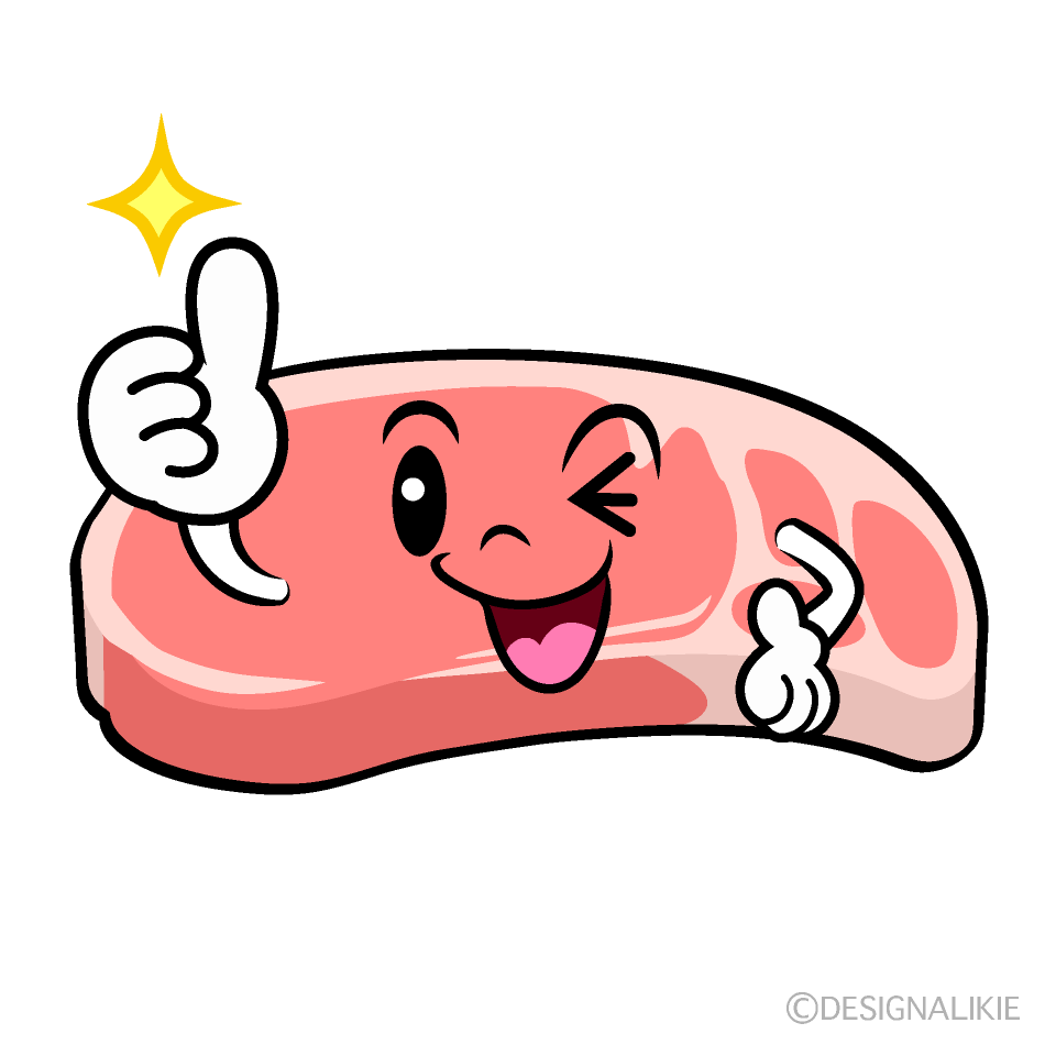 かわいいいいねする豚肉イラスト