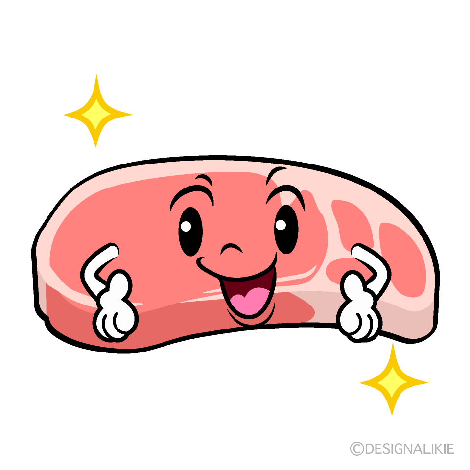 かわいいポーズする豚肉イラスト