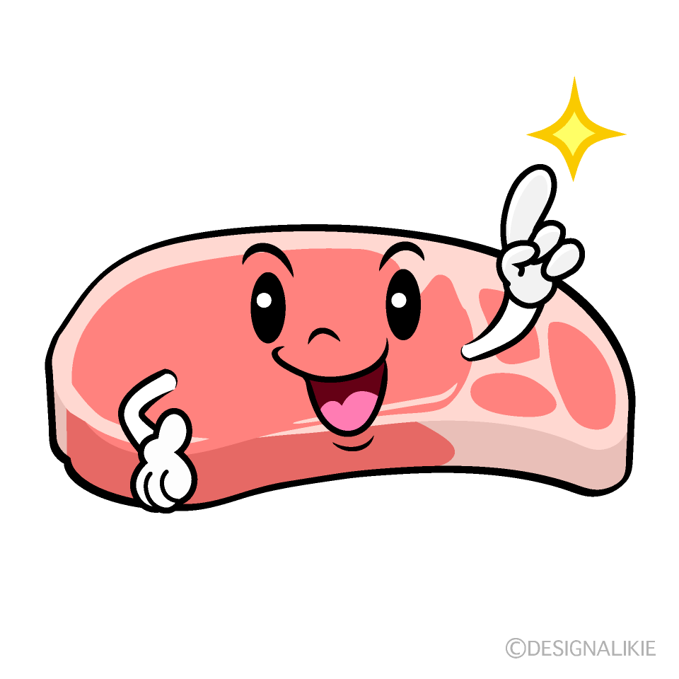 かわいい指差しする豚肉イラスト