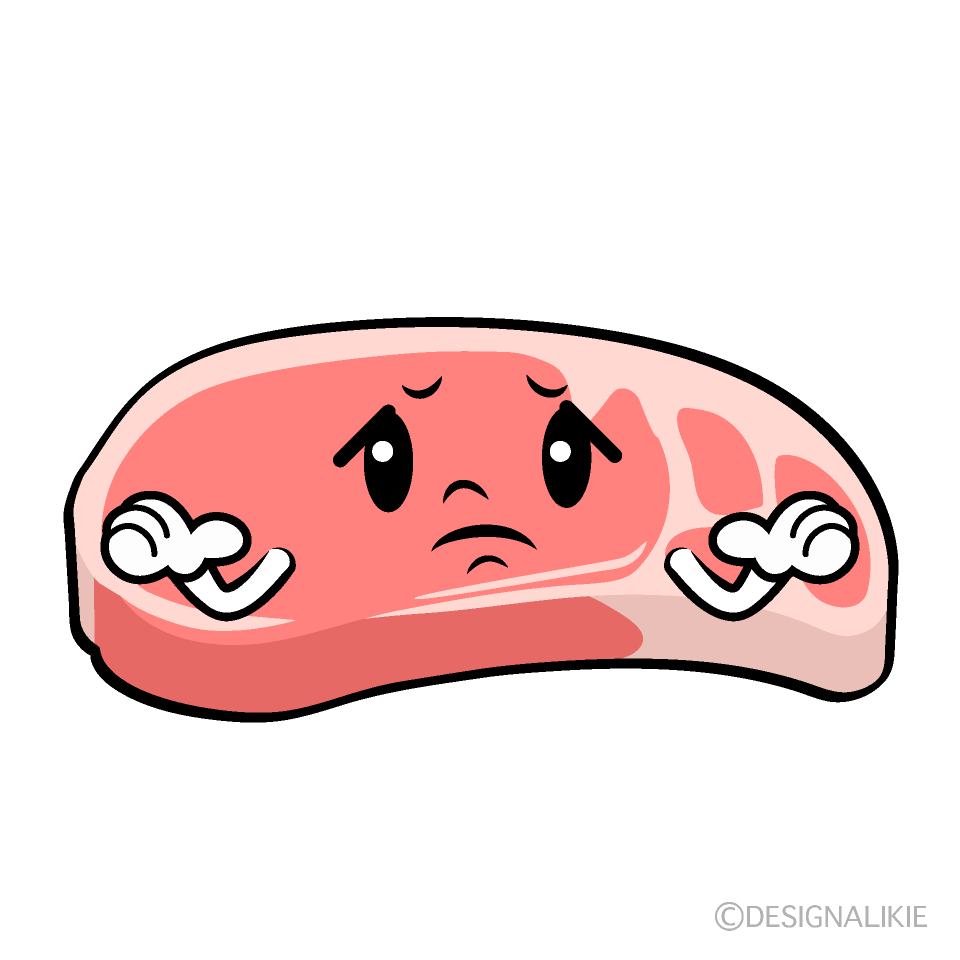 かわいい困る豚肉イラスト