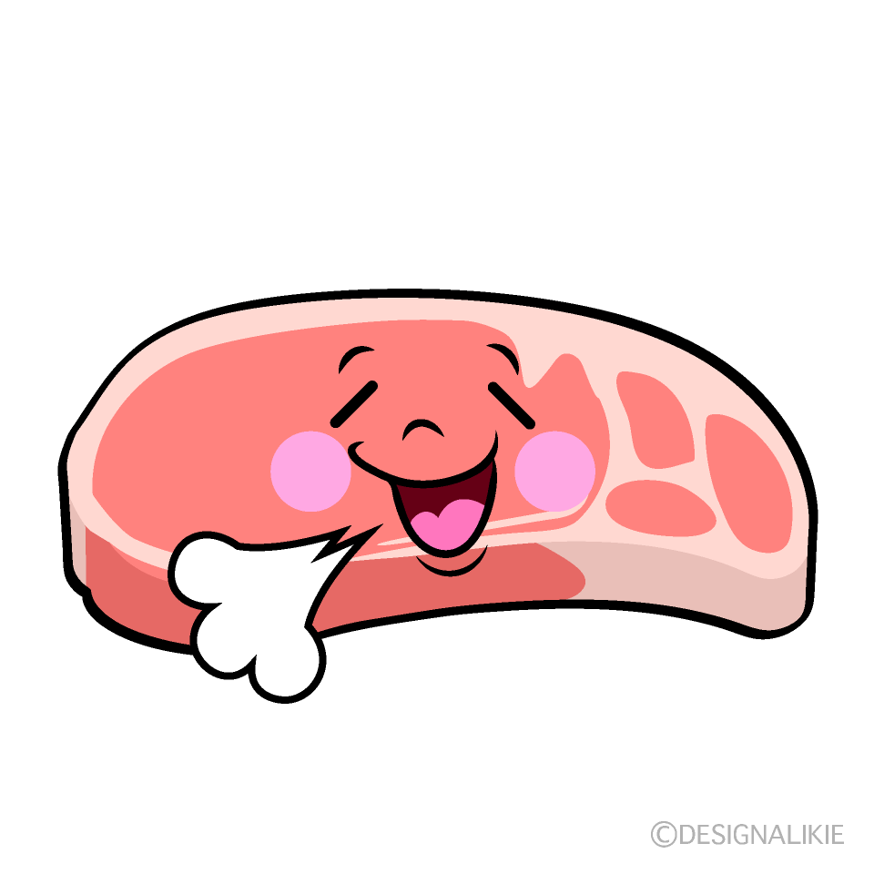 かわいいほっとする豚肉イラスト