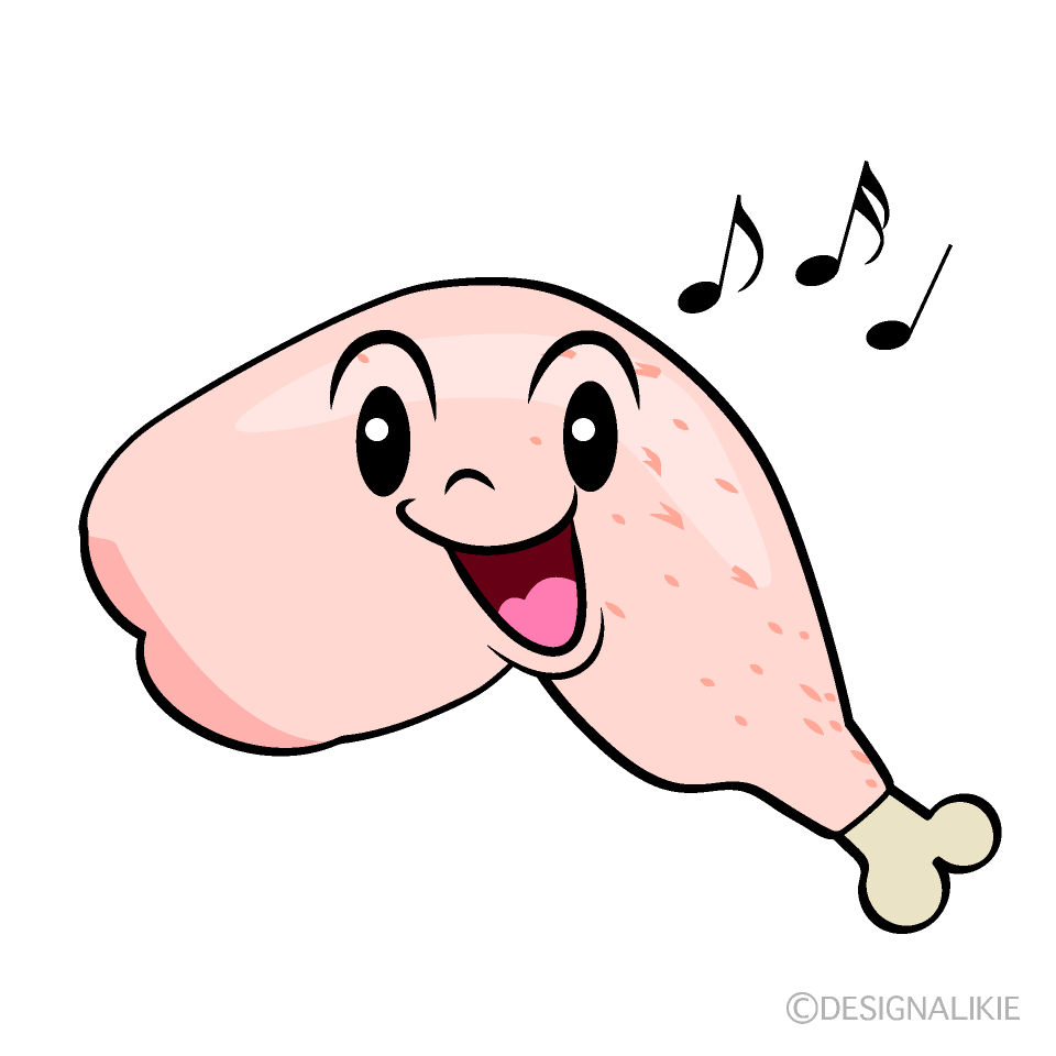 かわいい歌う鶏肉イラスト