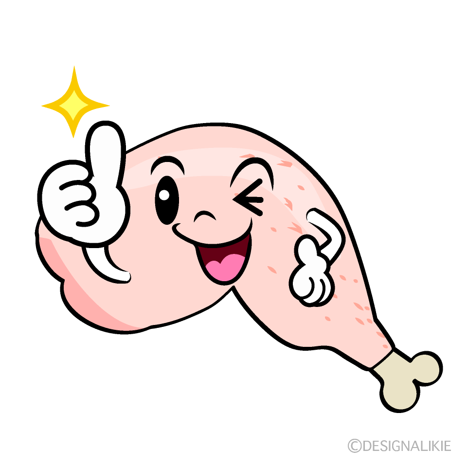 かわいいいいねする鶏肉イラスト