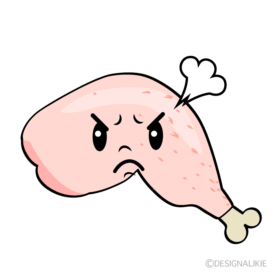 かわいい怒る鶏肉イラスト