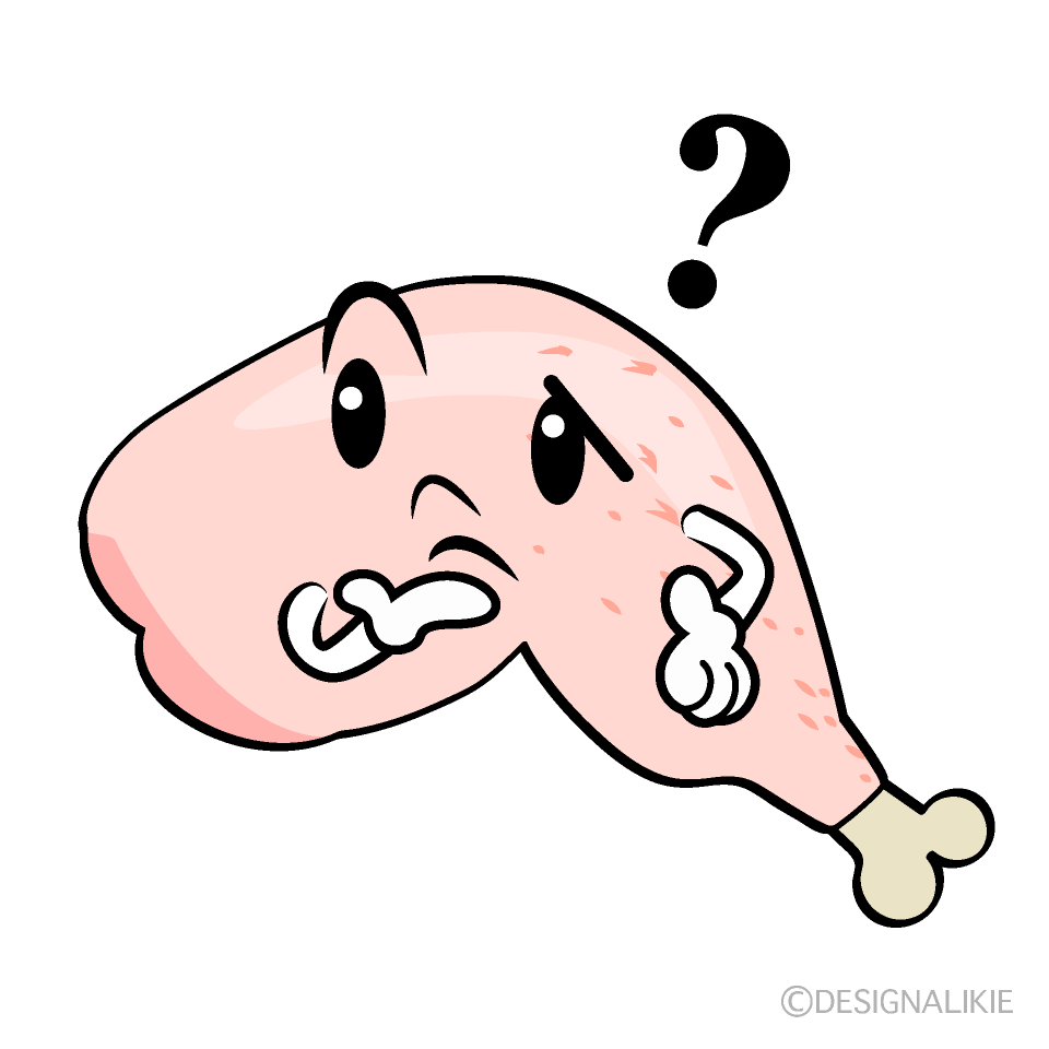 かわいい考える鶏肉イラスト