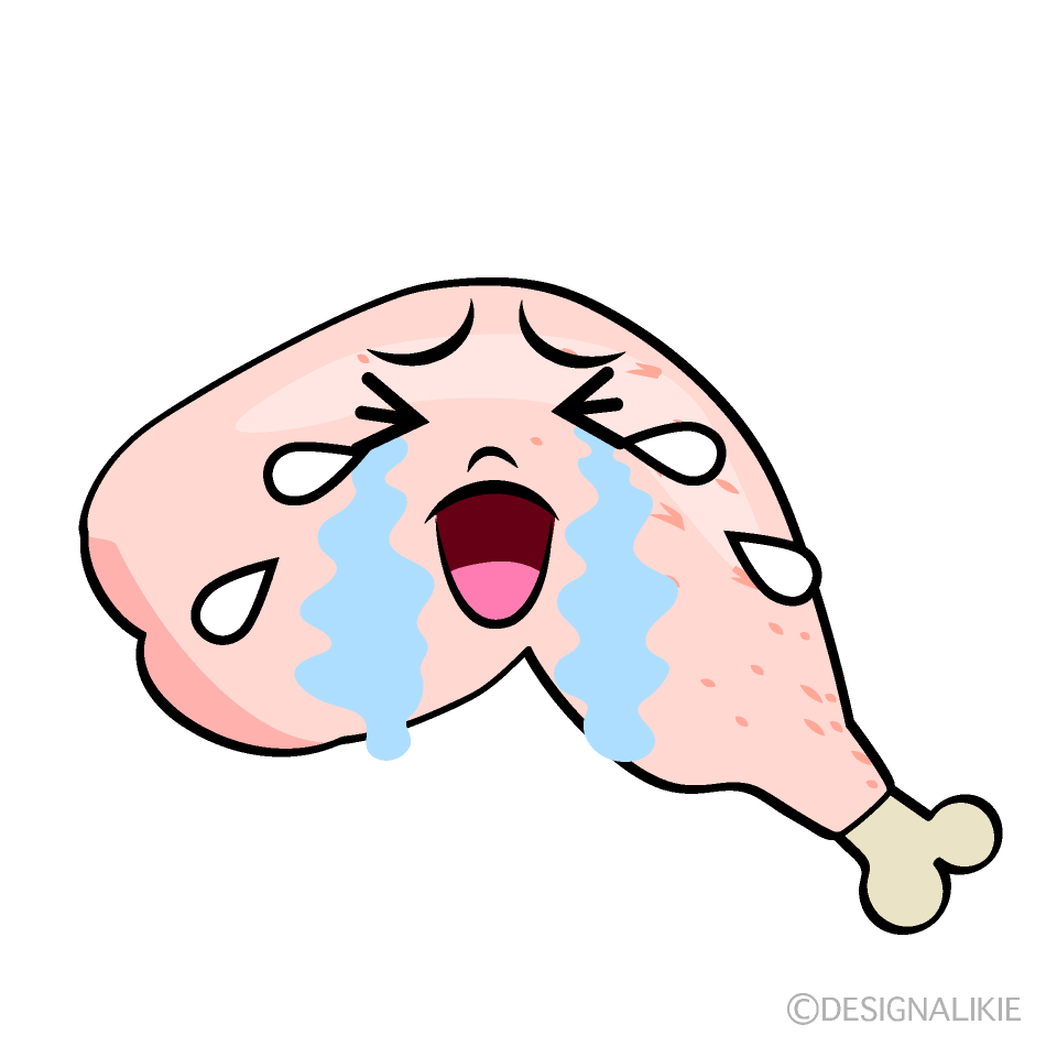 かわいい泣く鶏肉イラスト