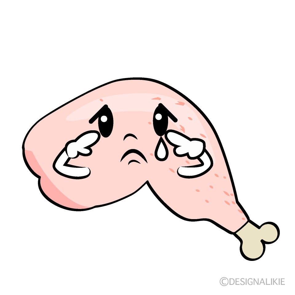 かわいい悲しい鶏肉イラスト