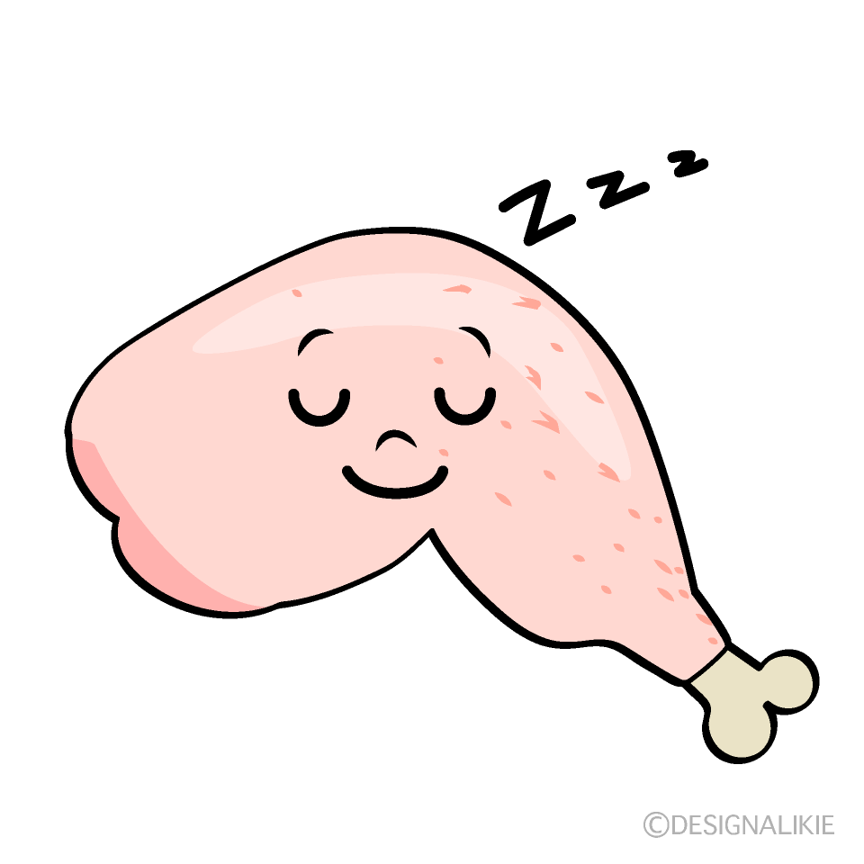 かわいい寝る鶏肉イラスト