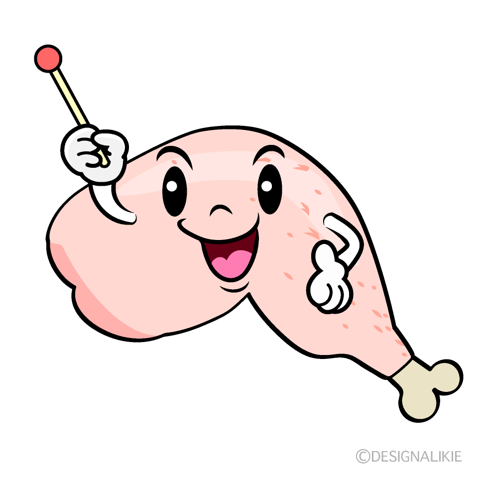 かわいい説明する鶏肉イラスト