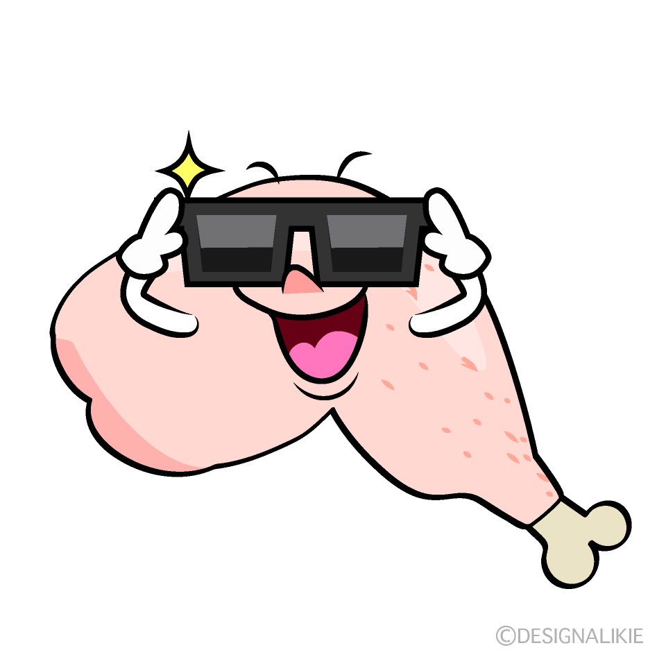 かわいいサングラスの鶏肉イラスト