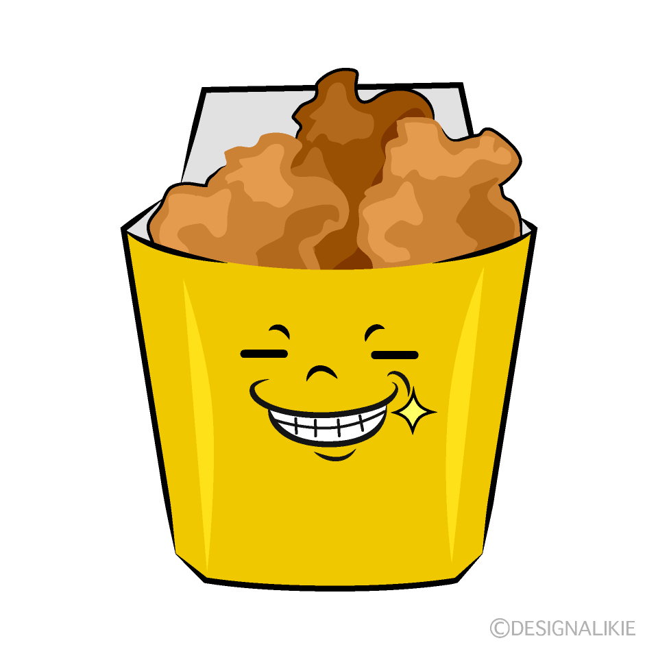 かわいいニヤリとする唐揚げイラスト