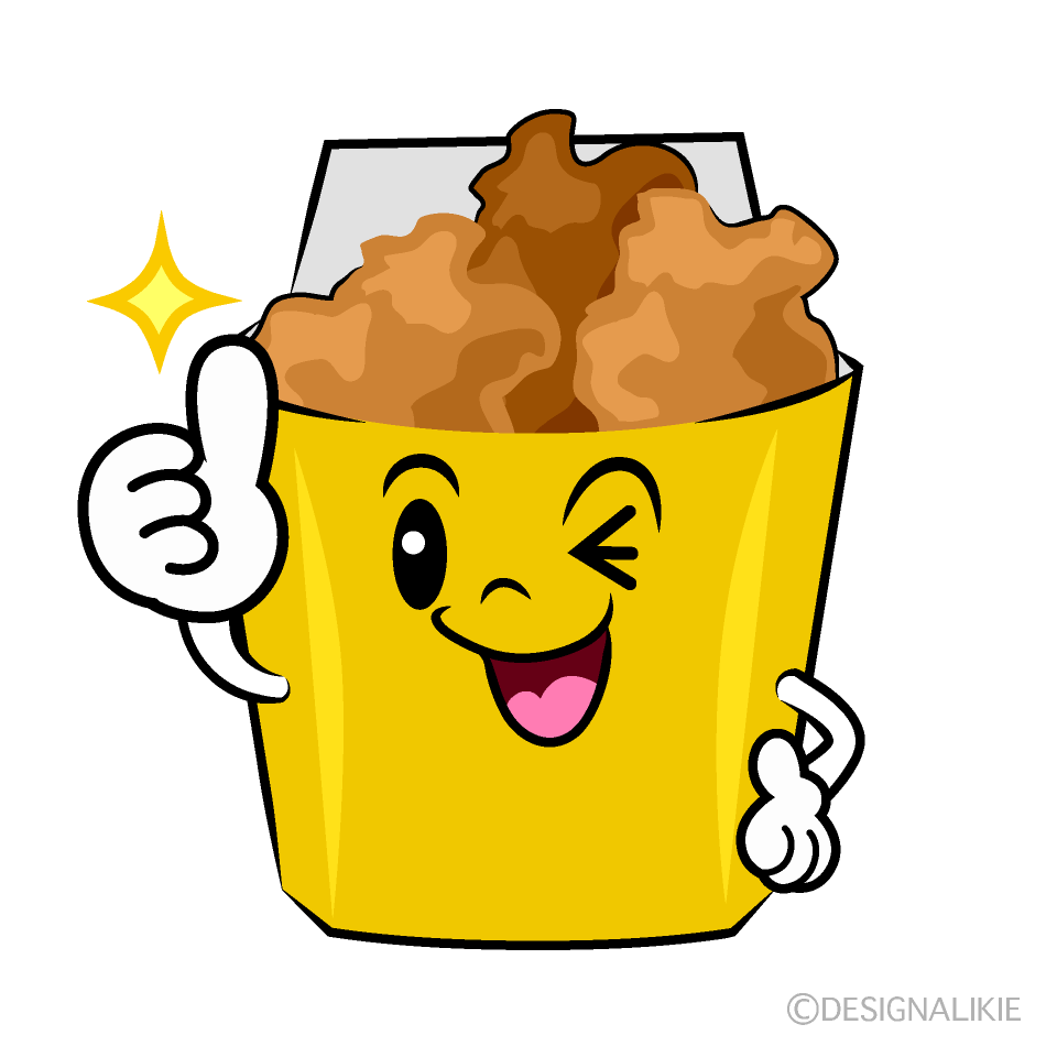 かわいいいいねする唐揚げイラスト