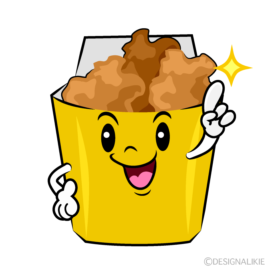 かわいい指差しする唐揚げイラスト